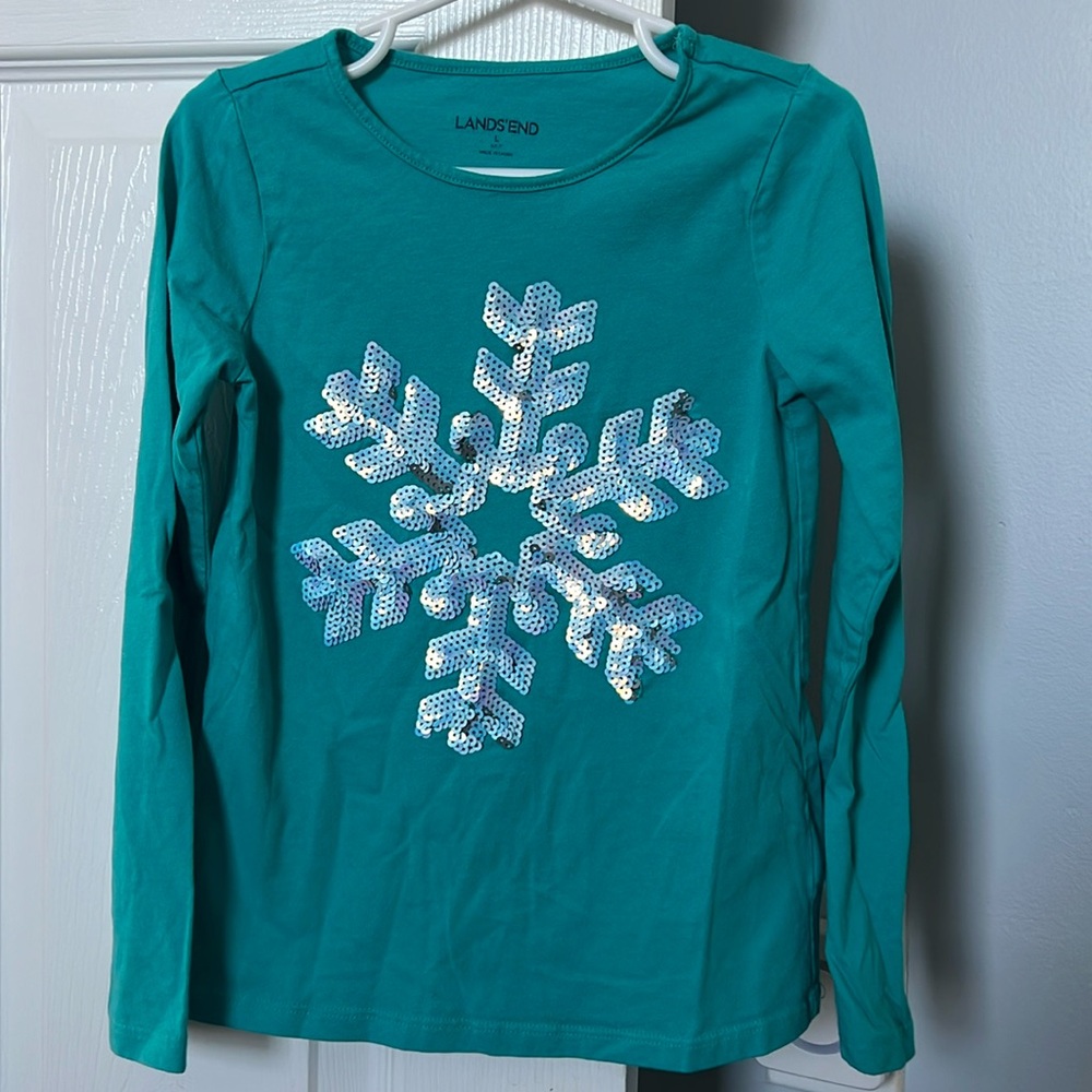Sequin snowflake long sleeve shirt